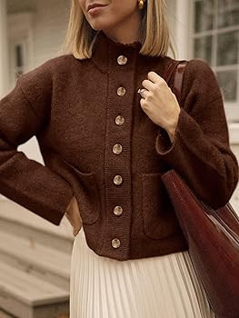 Cicy Bell Womens Chunky Knit Cardigan Sweaters Button Down Mock Neck Open Front Jacket Winter Cas... | Amazon (US)