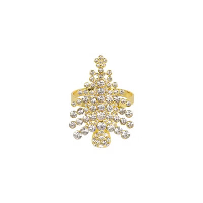 Saro Lifestyle Crystal Christmas Tree Napkin Rings (Set of 4), Gold - Sparkling Rhinestone Holiday Napkin Ring Holders with Gold Tone Finish for | Target