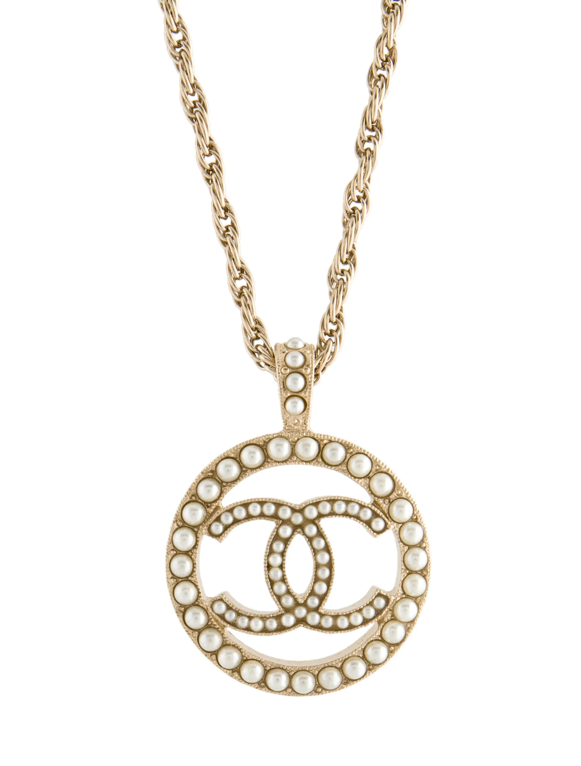 2022 Faux Pearl CC Pendant Necklace | The RealReal