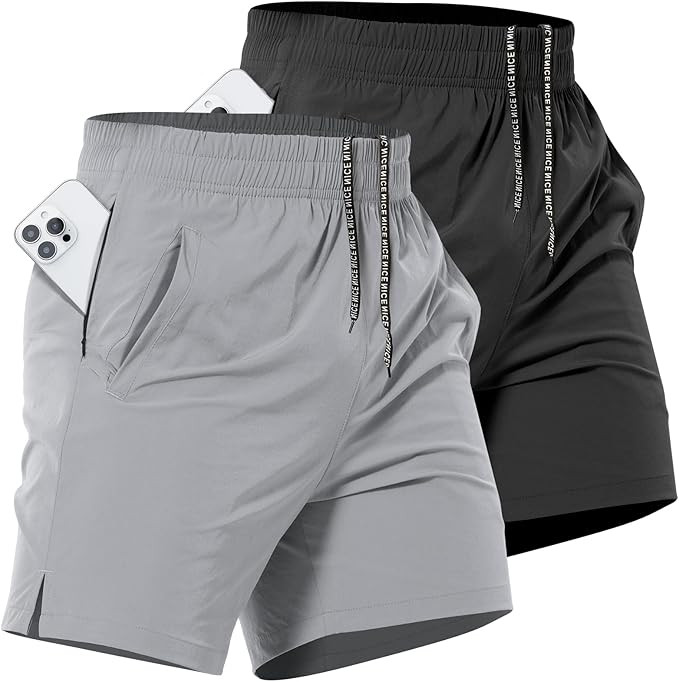 2 Pack Mens Athletic Workout Shorts 7 Inch Quick Dry Gym Shorts with Pockets, Sports Tennis Runni... | Amazon (US)