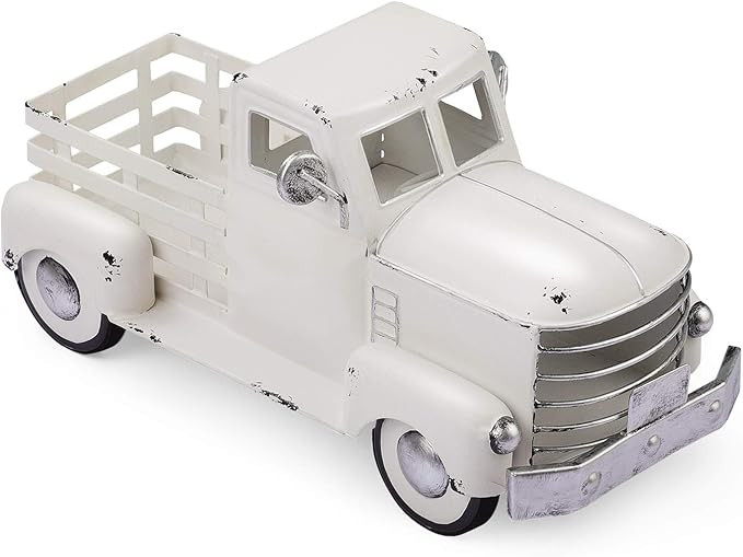 Giftchy Vintage White Truck Décor, Farmhouse White Truck Spring Decoration, Decorative Tabletop ... | Amazon (US)