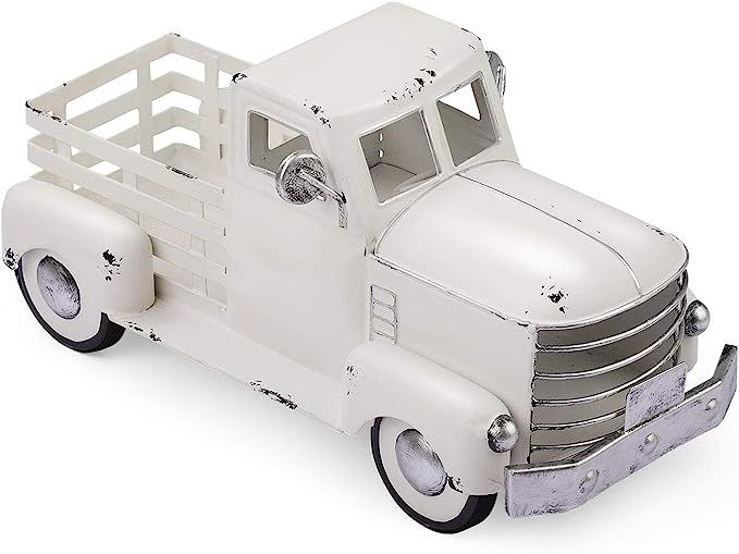Giftchy Vintage White Truck Décor, Farmhouse White Truck Spring Decoration, Decorative Tabletop ... | Amazon (US)