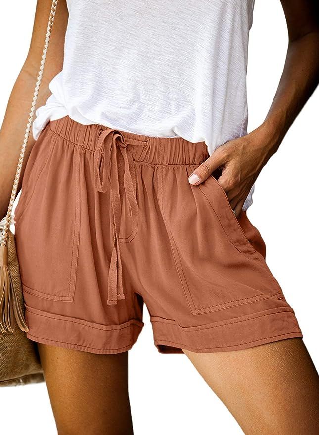 Elapsy Womens Casual Drawstring Elastic Waist Summer Shorts with Pockets S-2XL | Amazon (US)