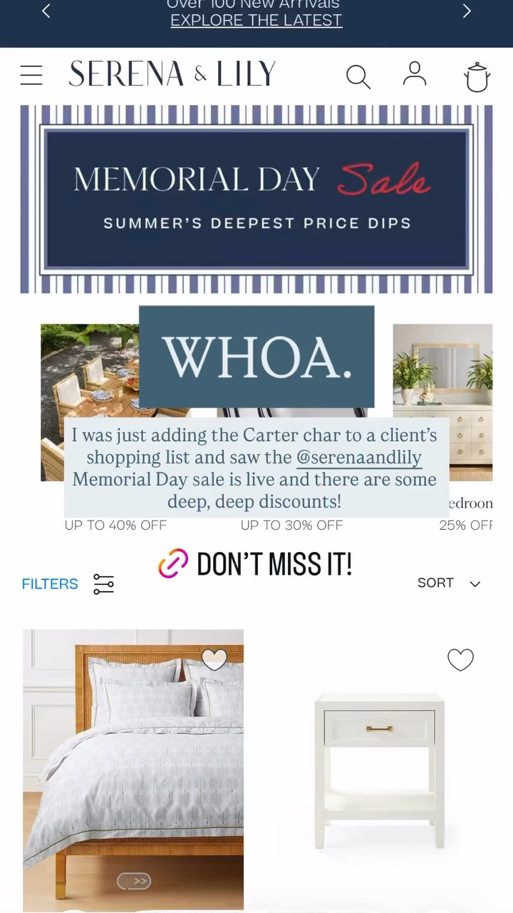 WHOA. I was just adding the Carter char to a client’s shopping list and saw the @serenaandlily Memorial Day sale is live and there are some deep, deep discounts! A few favorites are listed here, but there are many more to explore!