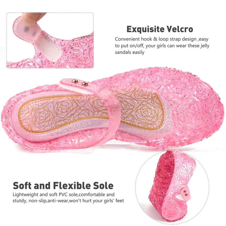 Ecetana Girls Jelly Sandals Princess Costumes Flats Shoes Cosplay Birthday Party Dress Up Shoes f... | Walmart (US)