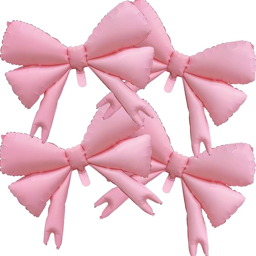 4 Pcs Large Bow Balloons, Pink Bow Balloon Coquette Balloons for Pink Bow Party Decorations Coque... | Amazon (US)
