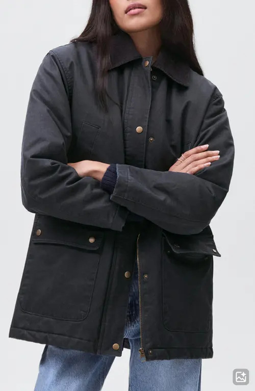 MANGO TEEN Waxed Effect Cotton Blend Jacket in Navy at Nordstrom, Size X-Small | Nordstrom
