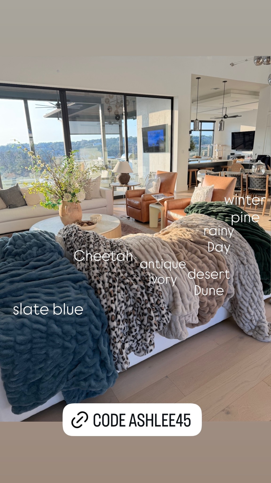 Ahhh I’m so excited! Lola blanket increased my code to 45% off for early access to their winter warehouse sale! Take advantage of getting to shop the sale early because these will be gone before you know it! Use code ASHLEE45 for 45% off 
slate blue , antique ivory, desert Dune, rainy Day, Cheetah, winter pine
