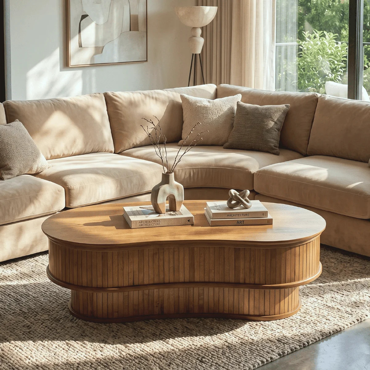 NTC RIPPLE DOU Coffee Table Modern Wooden Double-Layer Center Table with Removable Top Hidden Sto... | Wayfair North America