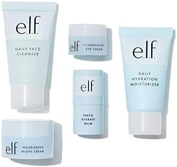 e.l.f. Jet Set Hydration Kit, Travel Friendly Skincare Set, Cleanser, Balm, Moisturizer, Eye Cream & | Amazon (US)