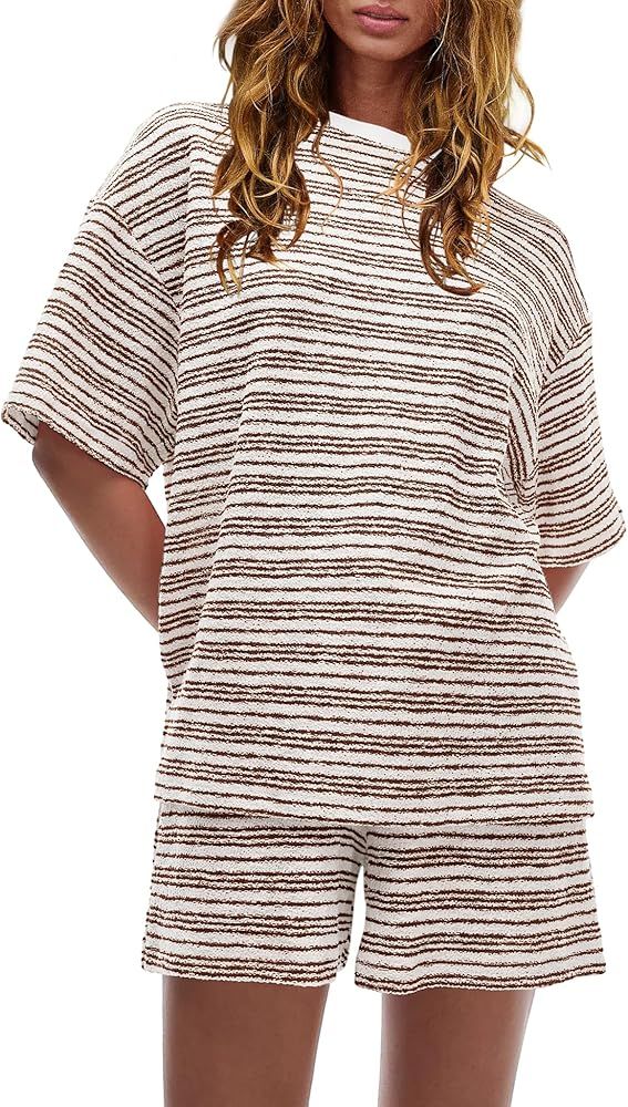 Nirovien Womens Striped Sweater Set 2 Piece Lounge Sets Matching Pajama Set Two Piece Summer Outf... | Amazon (US)
