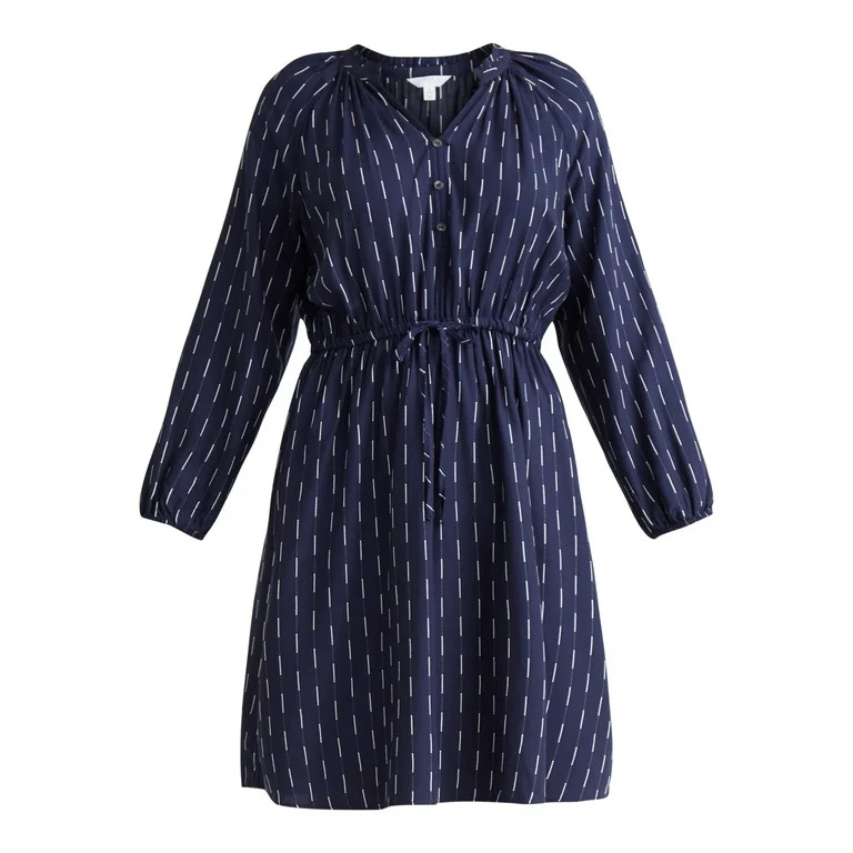 Time and Tru Women's Ruffle Neck Mini Dress, Sizes XS-XXXL | Walmart (US)