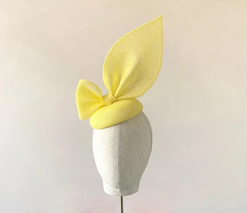 Yellow Fascinator Buttermilk Fascinator Yellow Wedding Hat Bow Headpiece Ascot Hat Races Large Bo... | Etsy (Global)