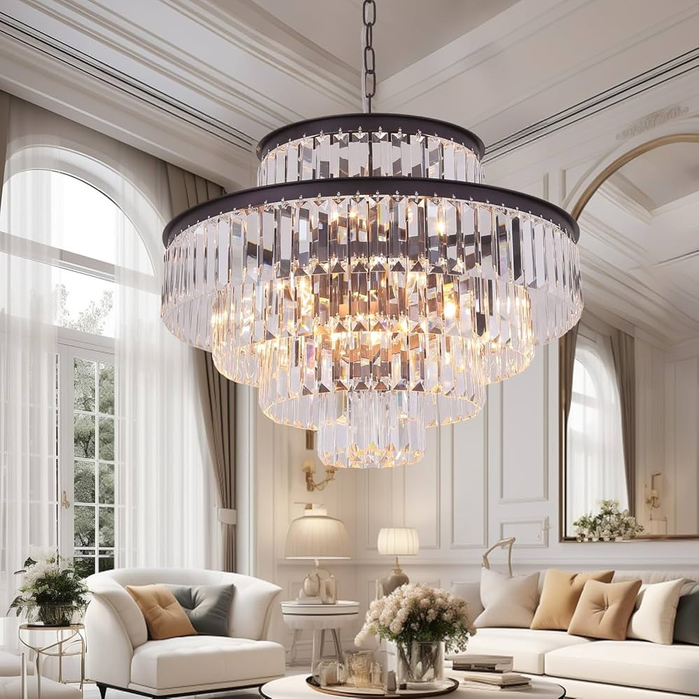 Modern Crystal Chandelier Pendant Ceiling Lights 5-Tier Chandeliers for Dining Rooms Foyer Hallwa... | Amazon (US)