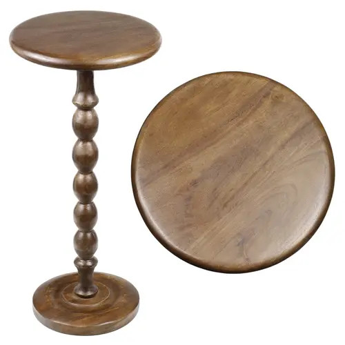 JONATHAN Y Augustus 24.5"" Cottage Classic Spindle Wood Pedestal Round Drink Table and Decorative End Table in Dark Brown at Nordstrom | Nordstrom