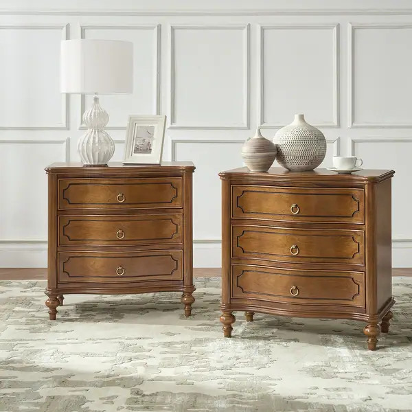 Alois Traditional 3-Drawer Nightstand with Solid Wood Spindle Legs Set of 2 by HULALA HOME - Sead... | Bed Bath & Beyond