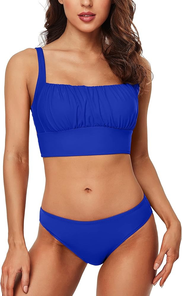 Charmo Push Up Bikini Swimsuits for Women High Support Bikini Tops Mid Rise Bikini High Cut Bathing  | Amazon (US)
