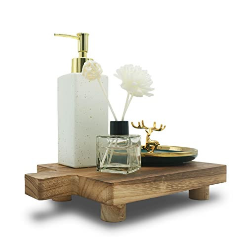 Handmade Wooden Tray,Practical Bathroom and Kitchen Decoration for Soap,Bath Bottles,Candles,Toilet Paper,Plant Holder(10.8 x 6.9 Inch)(Wood Color) | Amazon (US)