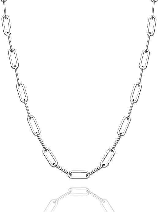 925 Sterling Silver Paperclip Lobster Clasp Chain 3mm 4mm 5mm 6mm 7mm Necklace for Women Men Diam... | Amazon (US)