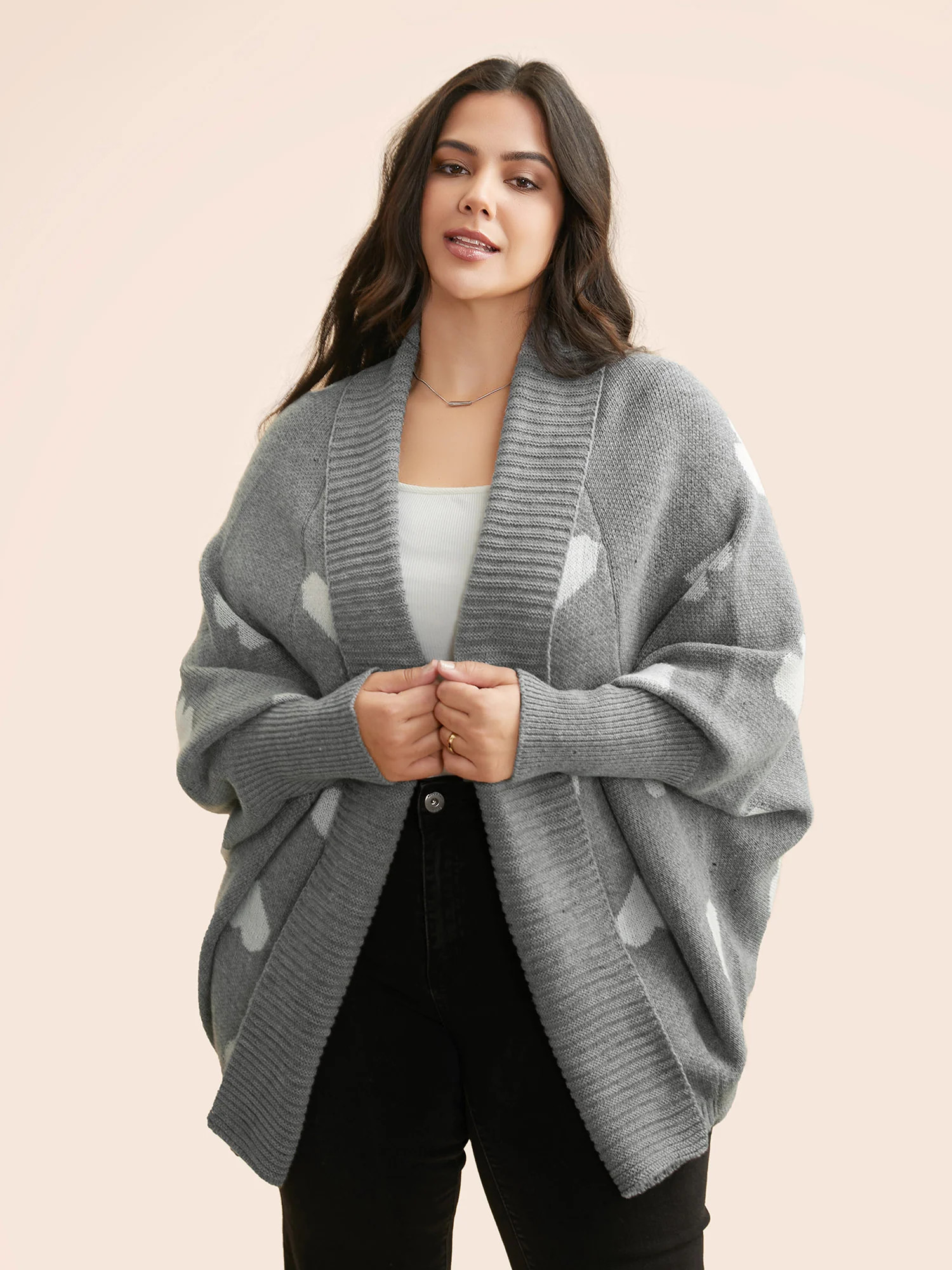 Lapel Collar Heart Shaped Cardigan | Bloomchic