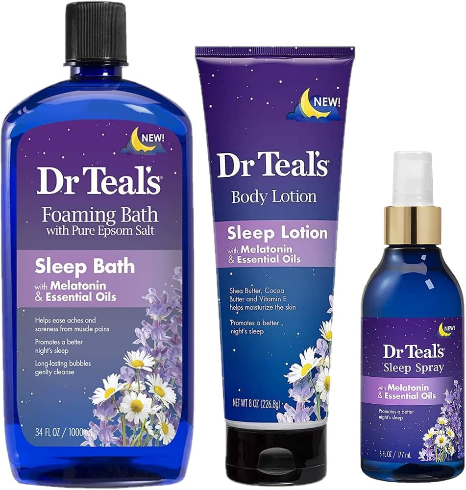 Dr Teals Melatonin Sleep Bath Gift Set (Foaming Bath (34 oz), Body Lotion (8 oz), & Sleep Spray (... | Amazon (US)