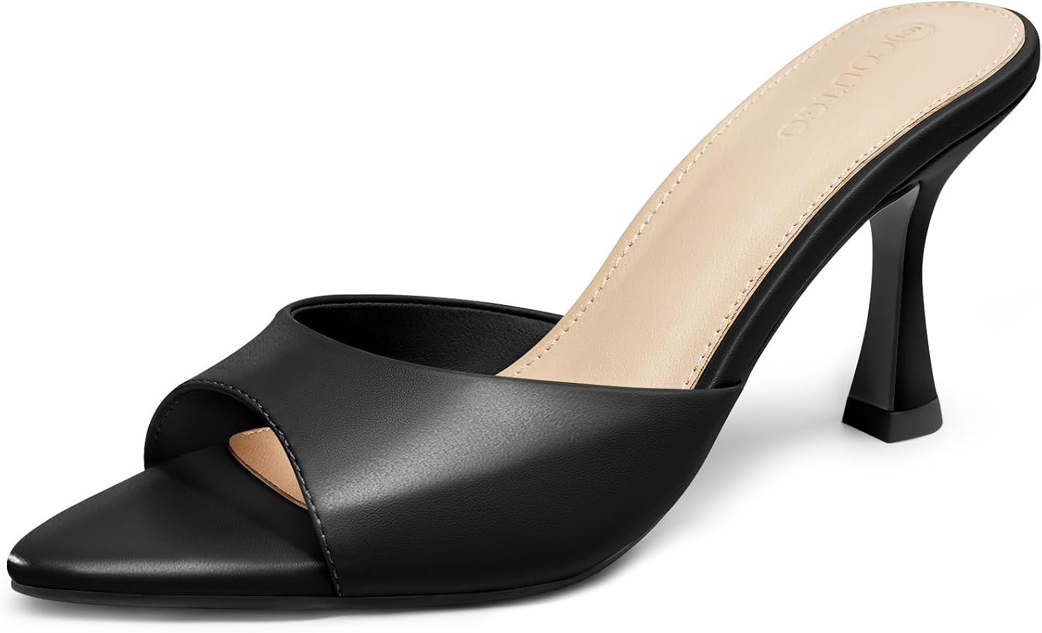 Coutgo Womens Kitten Heel Sandals Heeled Mules Pointed Open Toe High Heels | Amazon (US)