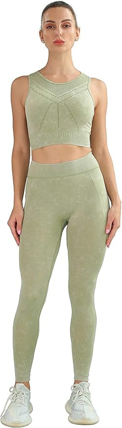 AABB Women’s Workout 2 Pieces Suits-Seamless Streth Sports Bra and High Waist Leggings Gym Clot... | Amazon (US)