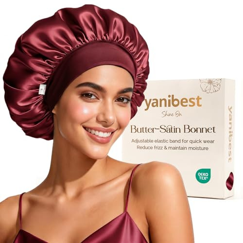 YANIBEST Silk Bonnet for Sleeping Women, Double Layer Hair Satin Bonnets with Elastic Band, Sleep Cap Curly Natural Hair | Amazon (US)