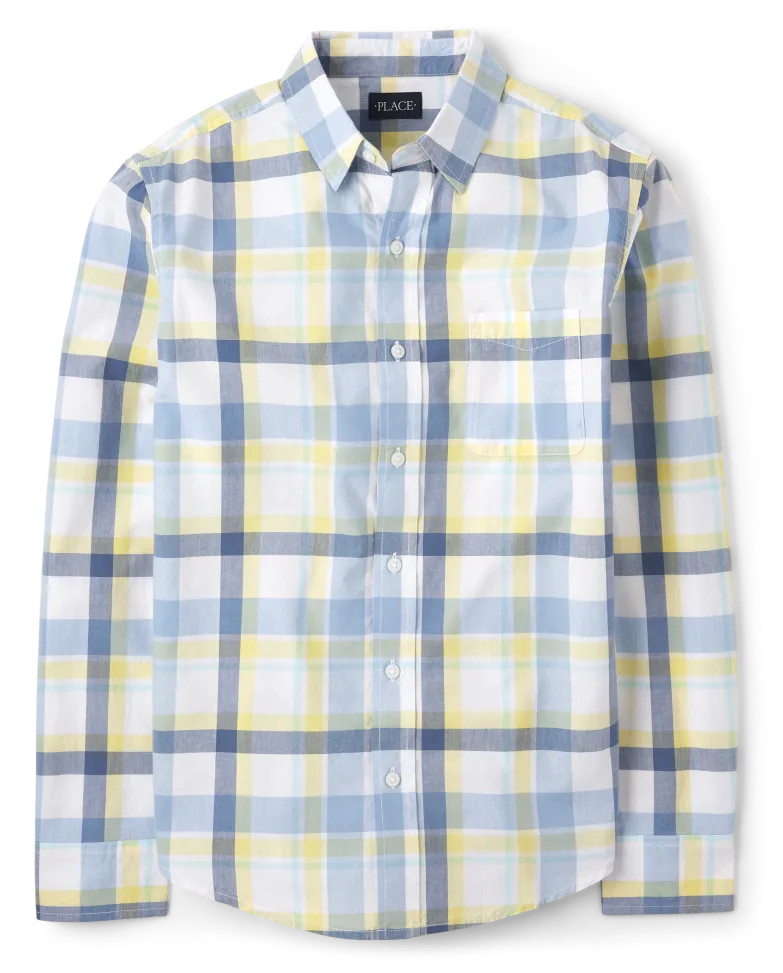 Mens Dad And Me Plaid Poplin Button Down Shirt - sun valley | The Children's Place