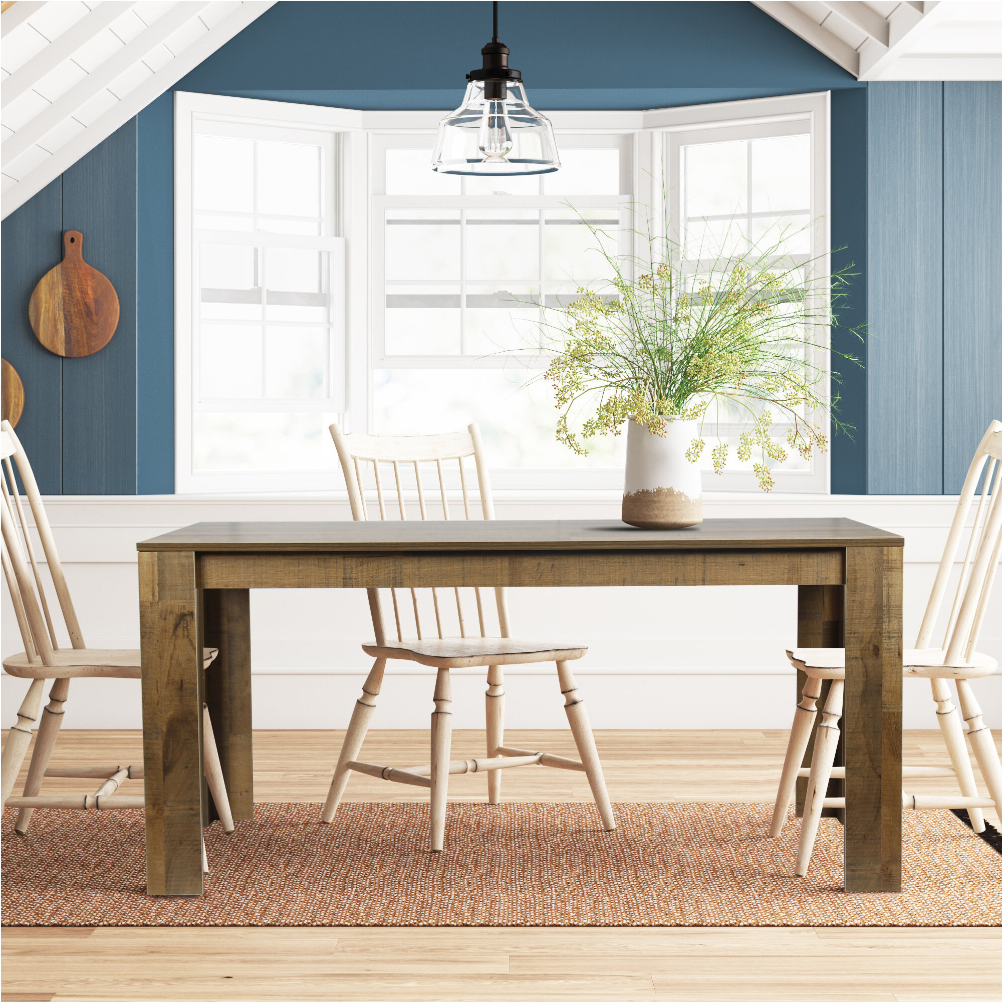 GIA Design Group 59" Wood Rectangular Kitchen Home Rustic Farmhouse Dining Table for 6, 59 x 35 x... | Walmart (US)