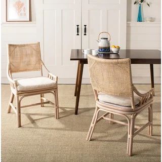 SAFAVIEH Donatella Coastal Rattan Cushion Chair - 22" W x 24" L x 37" H | Bed Bath & Beyond