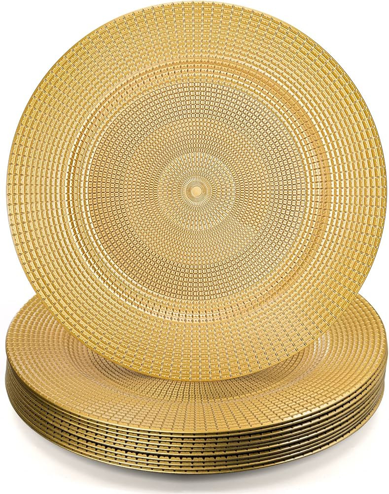 Hiceeden 12 Pack Gold Charger Plates for Dinner Plates, 13" Round Plastic Chain Shaped Charger Se... | Amazon (CA)