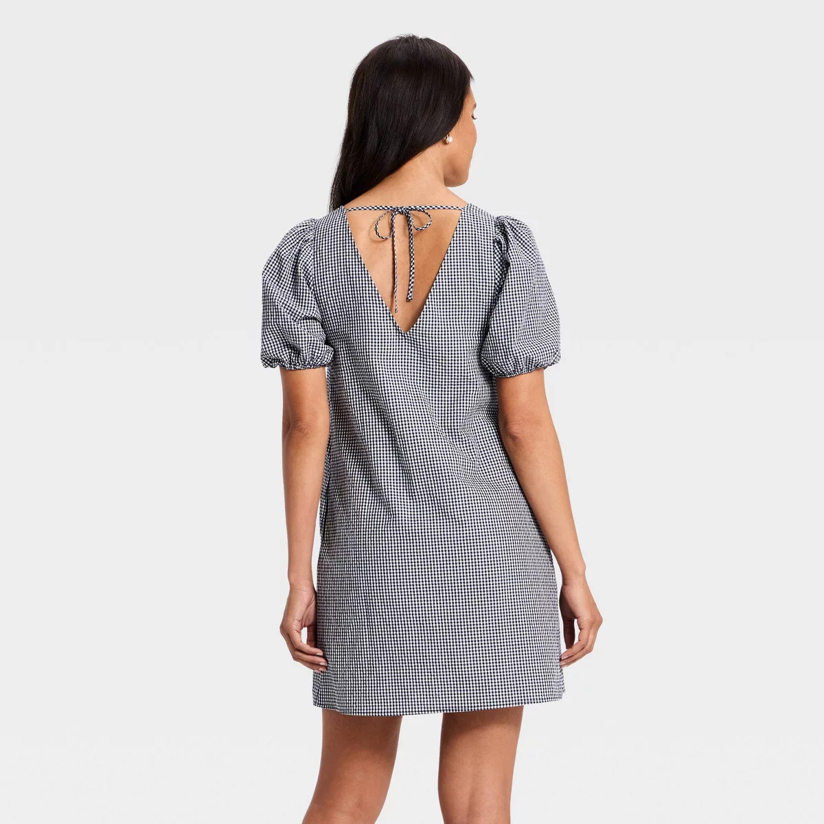 Women's Puff Sleeve Mini A-Line Dress - A New Day™ Gingham L | Target