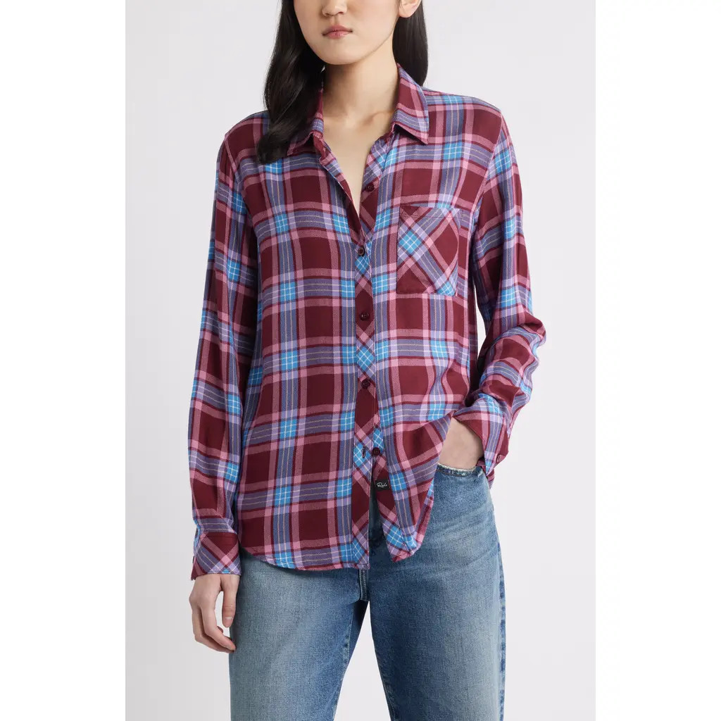 Rails Hunter Plaid Button-Up Shirt in Merlot Sky Blush at Nordstrom Rack, Size Large | Nordstrom Rack
