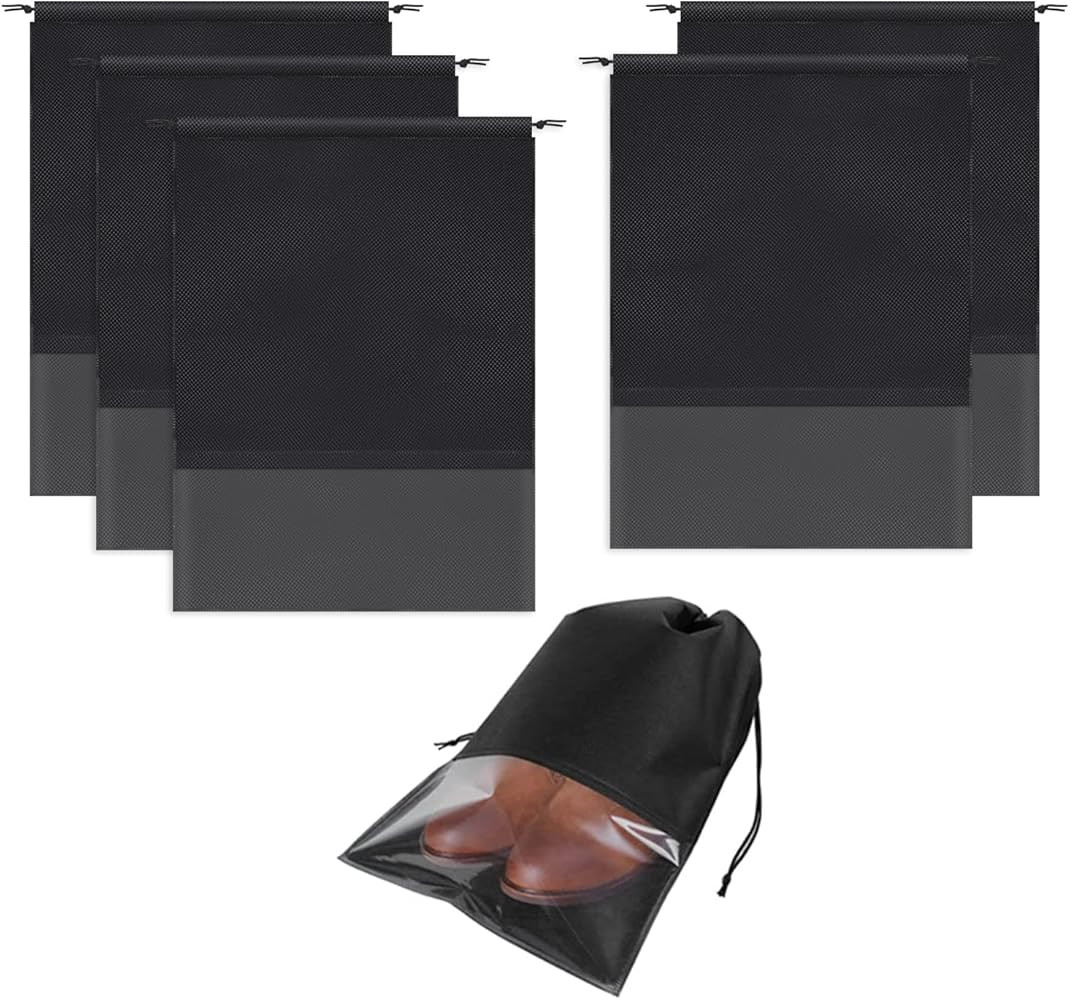 SHENGQIDZ 5 pack portable travel shoe bag, space-saving dust-proof storage bag（13 x 17.32 inch） | Amazon (US)