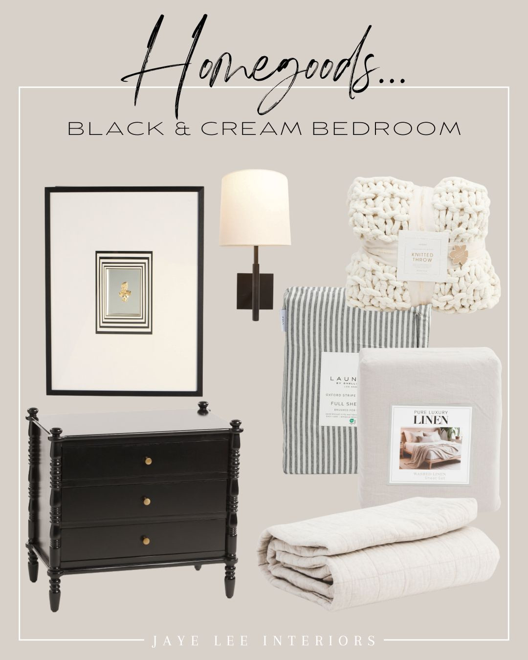 Neutral bedroom with black accents...

nightstand, bedding, linen sheets, bed linens, textured bedding, throw blanket, throw pillows, wall sconce, bedside sconce, bedroom lighting, striped sheets, linen comforter, black and white art, affordable art, bedding on sale, bedroom furniture sale, chunky knit throw, black and white bedroom, Homegoods, Marshall's, TJ Maxx Home, #Maxxinista 

 #LTKHome #LTKSaleAlert #LTKFindsUnder100