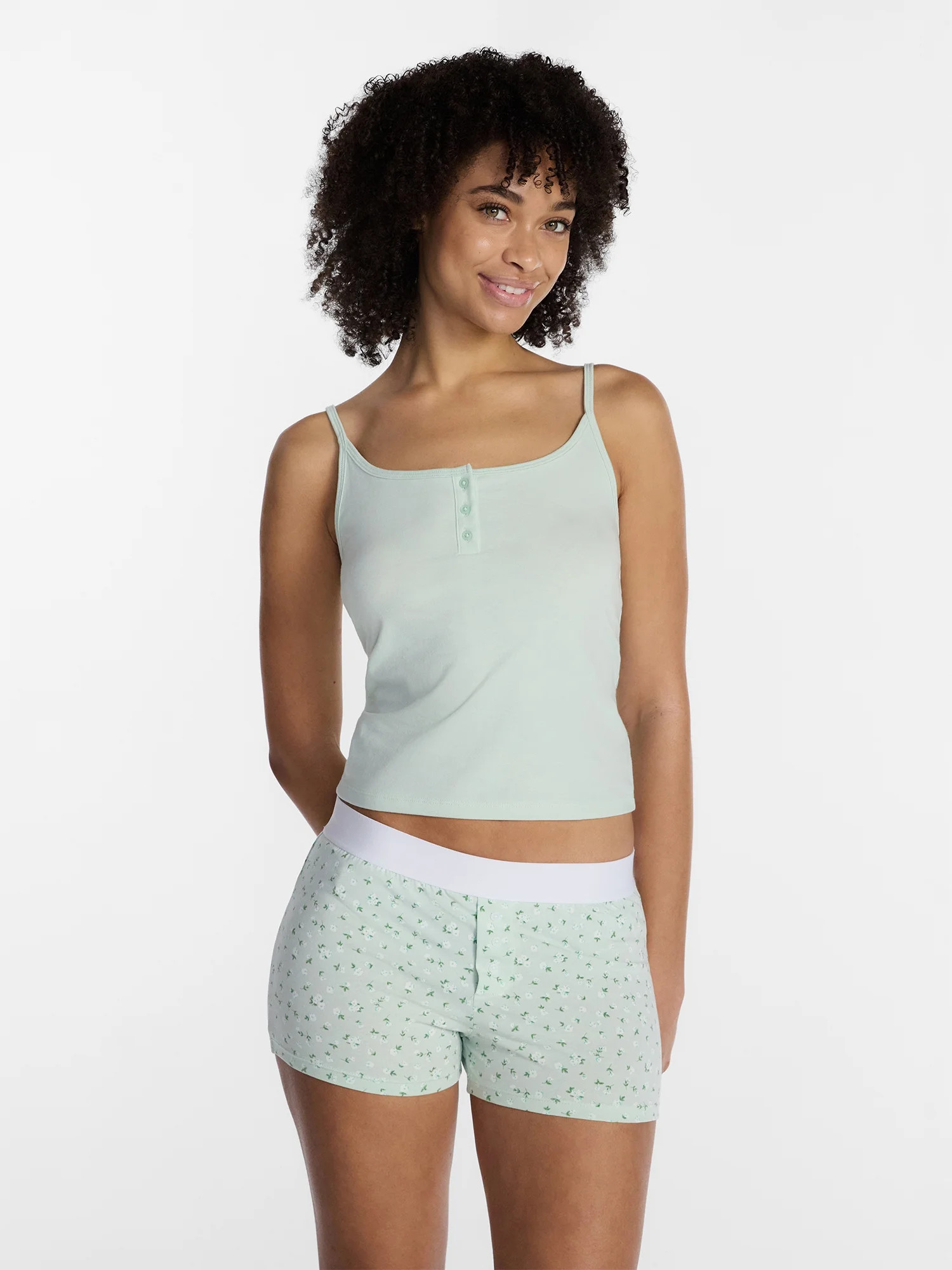 No Boundaries Sleepwear Cami and Boxer Shorts Set, 2-Piece, Women’s and Women’s Plus XXS-2X | Walmart (US)