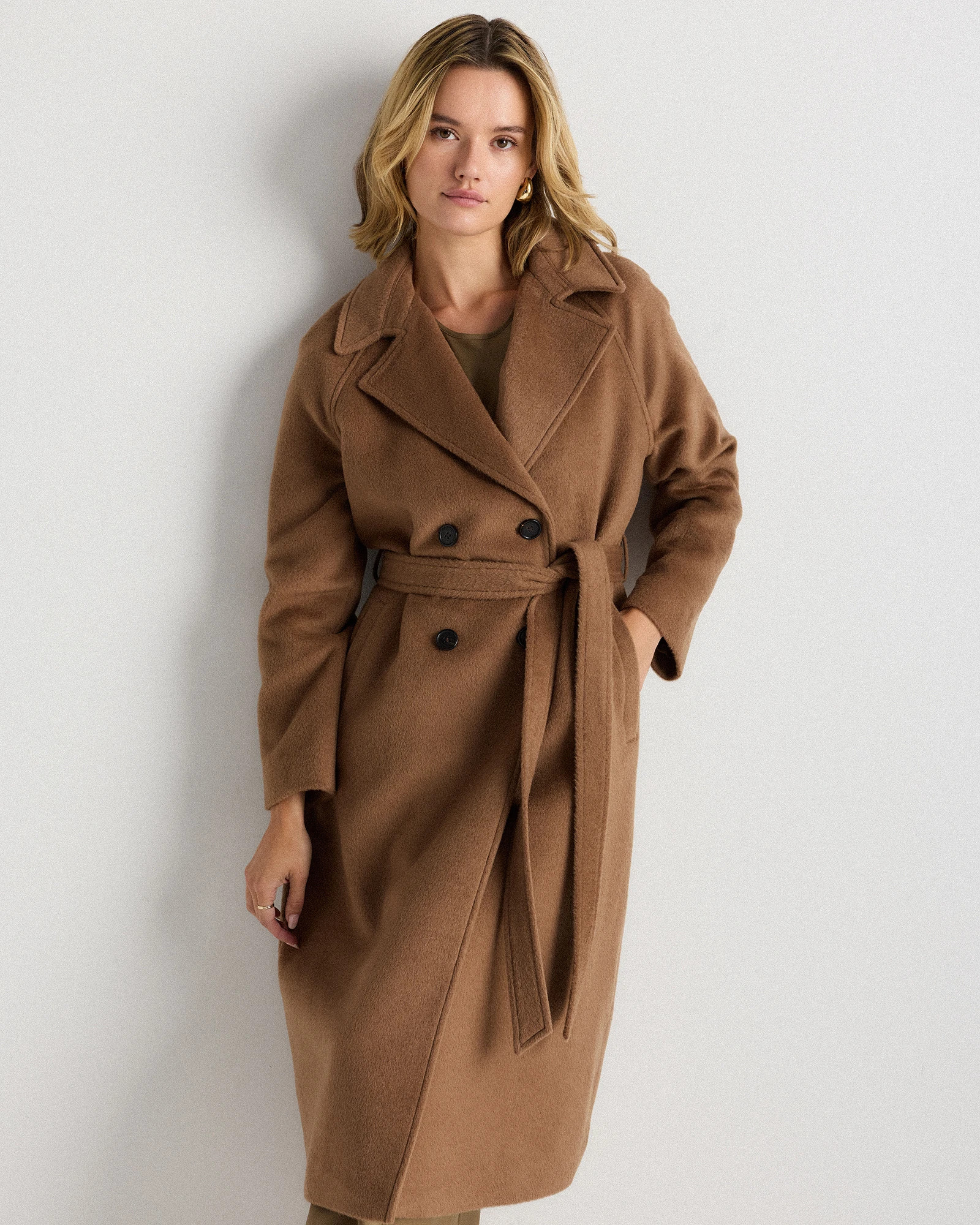 Camel Hair Double-Breasted Long Wrap Coat | Quince
