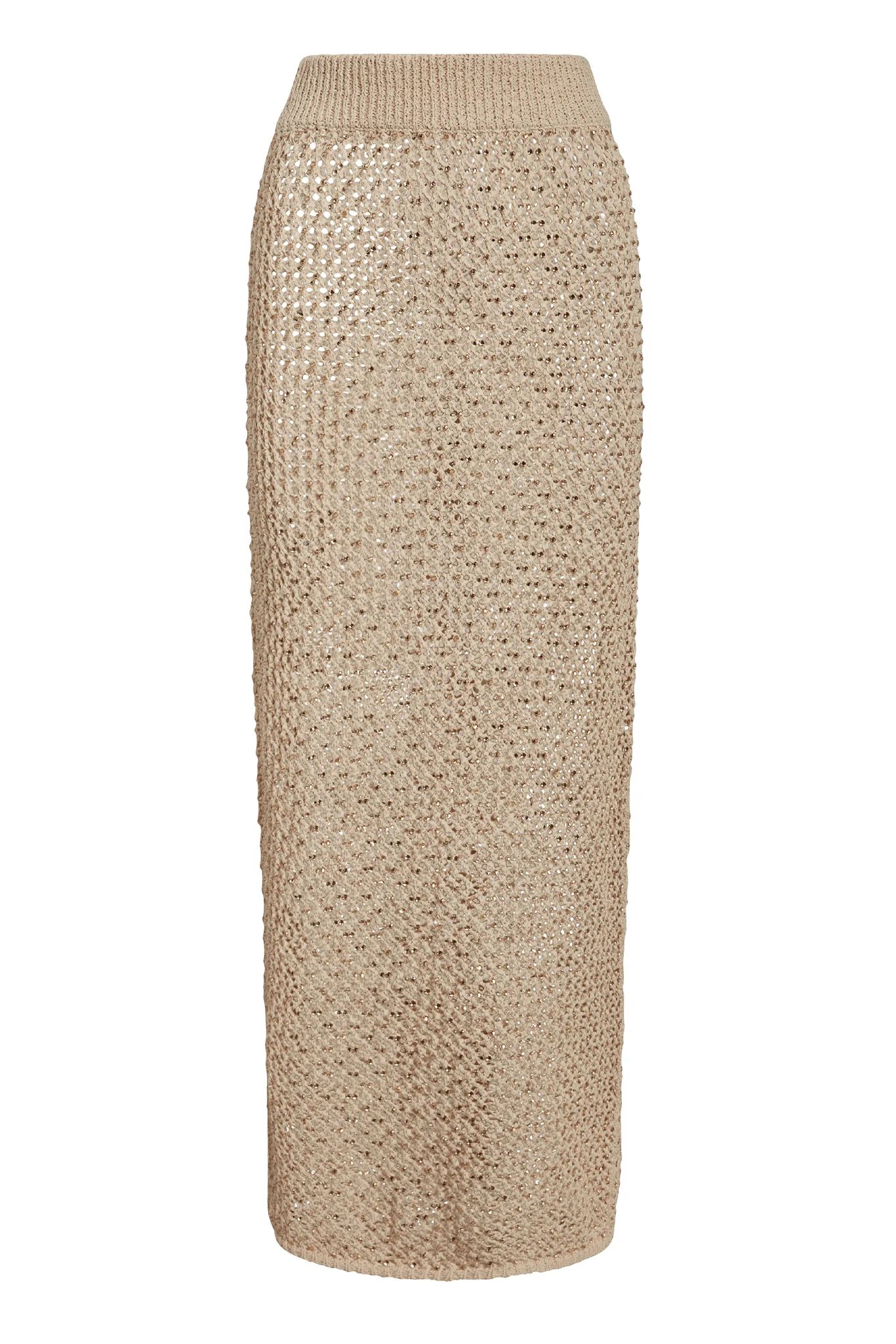 Cape May Skirt - Champagne Diamond Crochet | Monday Swimwear