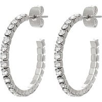 Rhinestone Small Silver Hoop Earrings, Stud Hoops Statement Bridal Wedding Crystal Sparkle Earrings | Etsy (US)