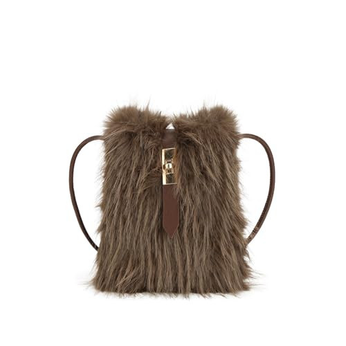 Extolove Furry Purse, Faux Fur Crossbody Bag Y2K Fluffy Bag Fuzzy Purses for Women (B Khaki) | Amazon (US)