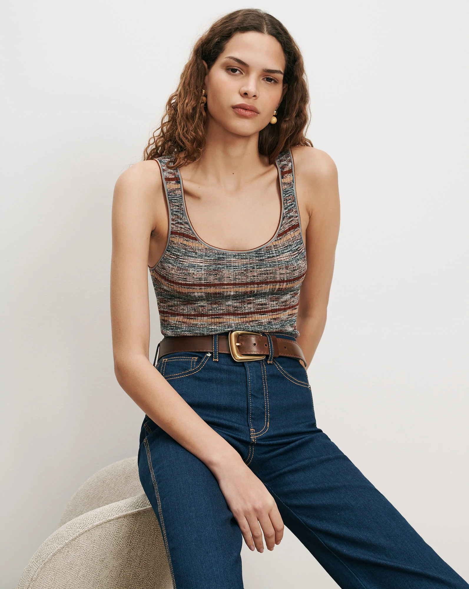 Sandra Knit Tank Top in Rust Multi | Veronica Beard | Veronica Beard