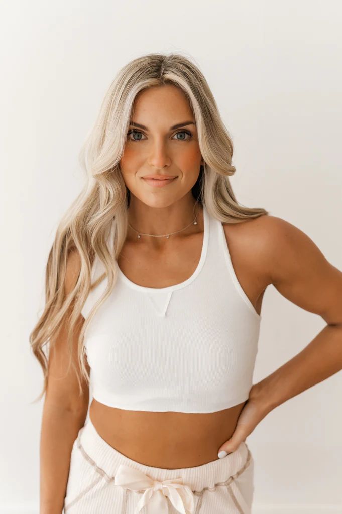 Tessa White Cropped Tank | She Is Boutique