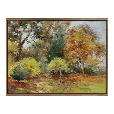 Kate & Laurel All Things Decor 28"x38" Sylvie Forest Walking as the Leaves Fall Framed Canvas Wall Art by Nel Whatmore: Transitional Style | Target