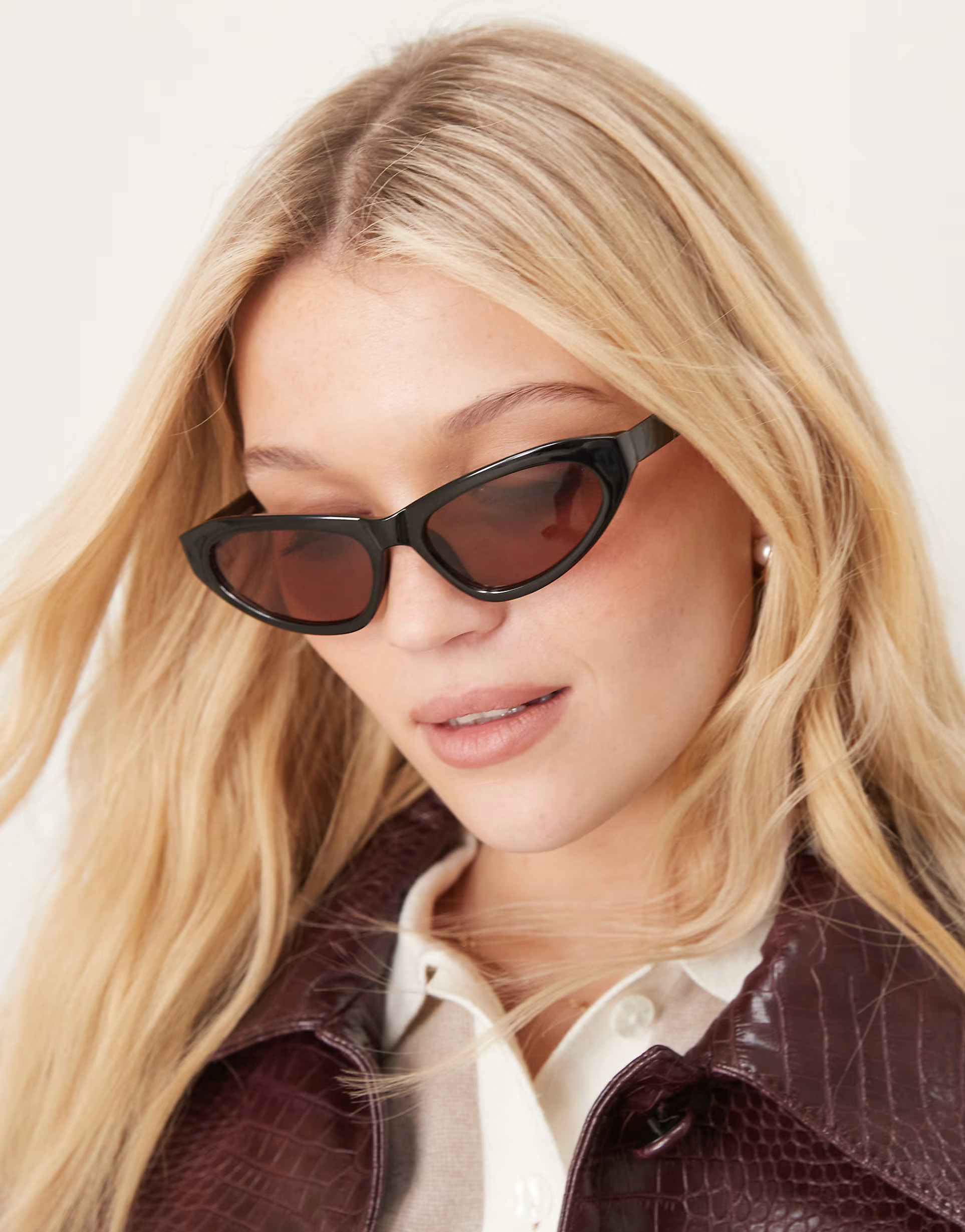 ASOS DESIGN angular cat eye sunglasses in black | ASOS (Global)