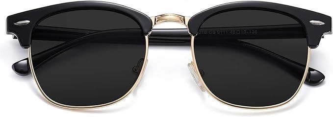 SOJOS Retro Semi Rimless Polarized Sunglasses Horn Rimmed UV400 Glasses SJ5018, Yellow Tortoise F... | Amazon (US)