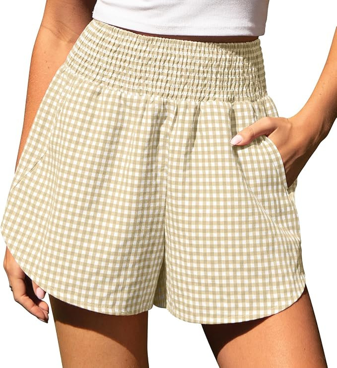 TARSE Women's Gingham Linen Shorts with Pockets | Amazon (US)