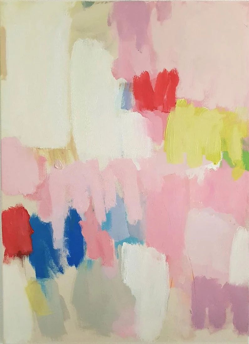 Abstract Pastel Art Print  Pink Canvas Wall Art | Etsy | Etsy (US)