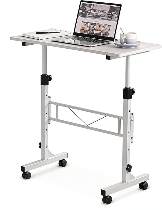 Small Standing Desk Adjustable Height, Mobile Stand Up Desk with Wheels, 32 Inch Portable Rolling... | Amazon (US)
