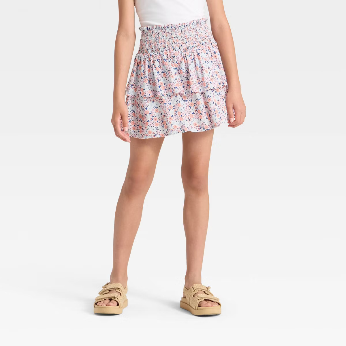 Girls' Floral Woven Skort - Cat & Jack™ Cream S | Target